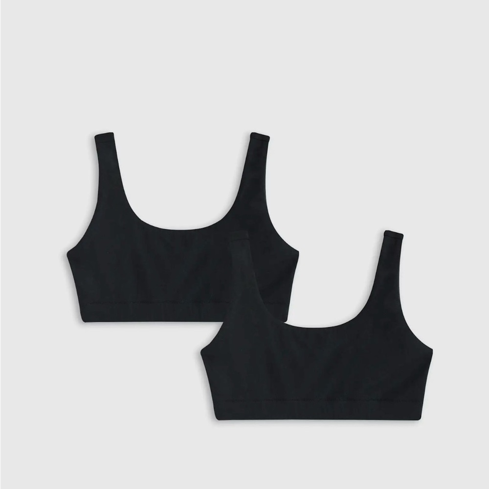 Quince Organic Cotton Bralette in Black size Small 2 pack y980